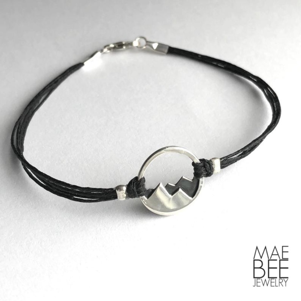 Handmade sterling + linen Mountain Bracelet from JewelyByMaeBee (me!)
